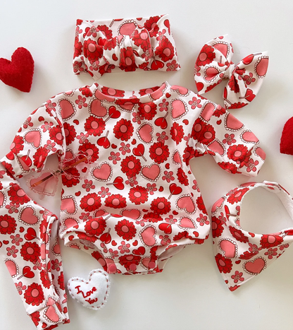 Pre-order LR2758 baby girls Valentine's Day red romper