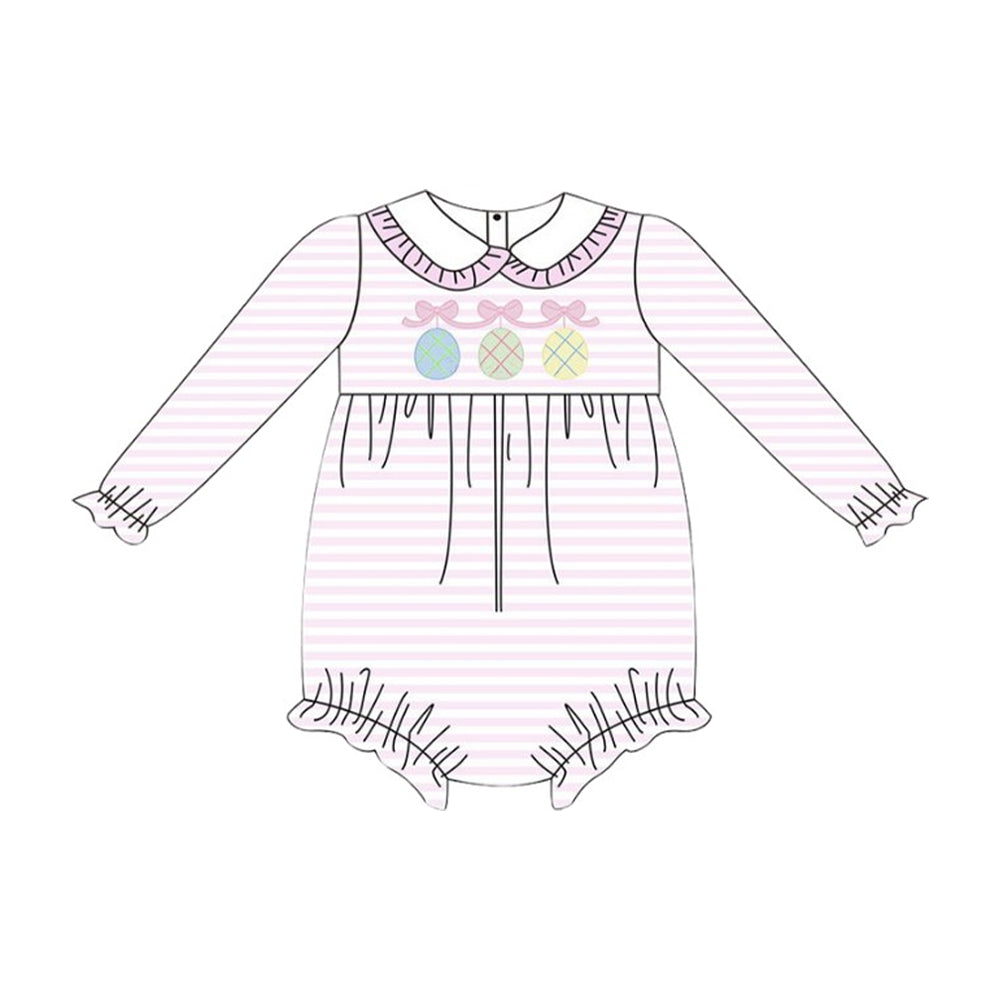 10.13 Pre-order LR2790 baby girls Easter egg stripe long sleeves romper