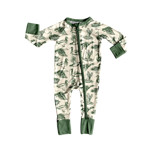 12.1 Pre-order LR2958 baby boys duck green long sleeves zipper romper