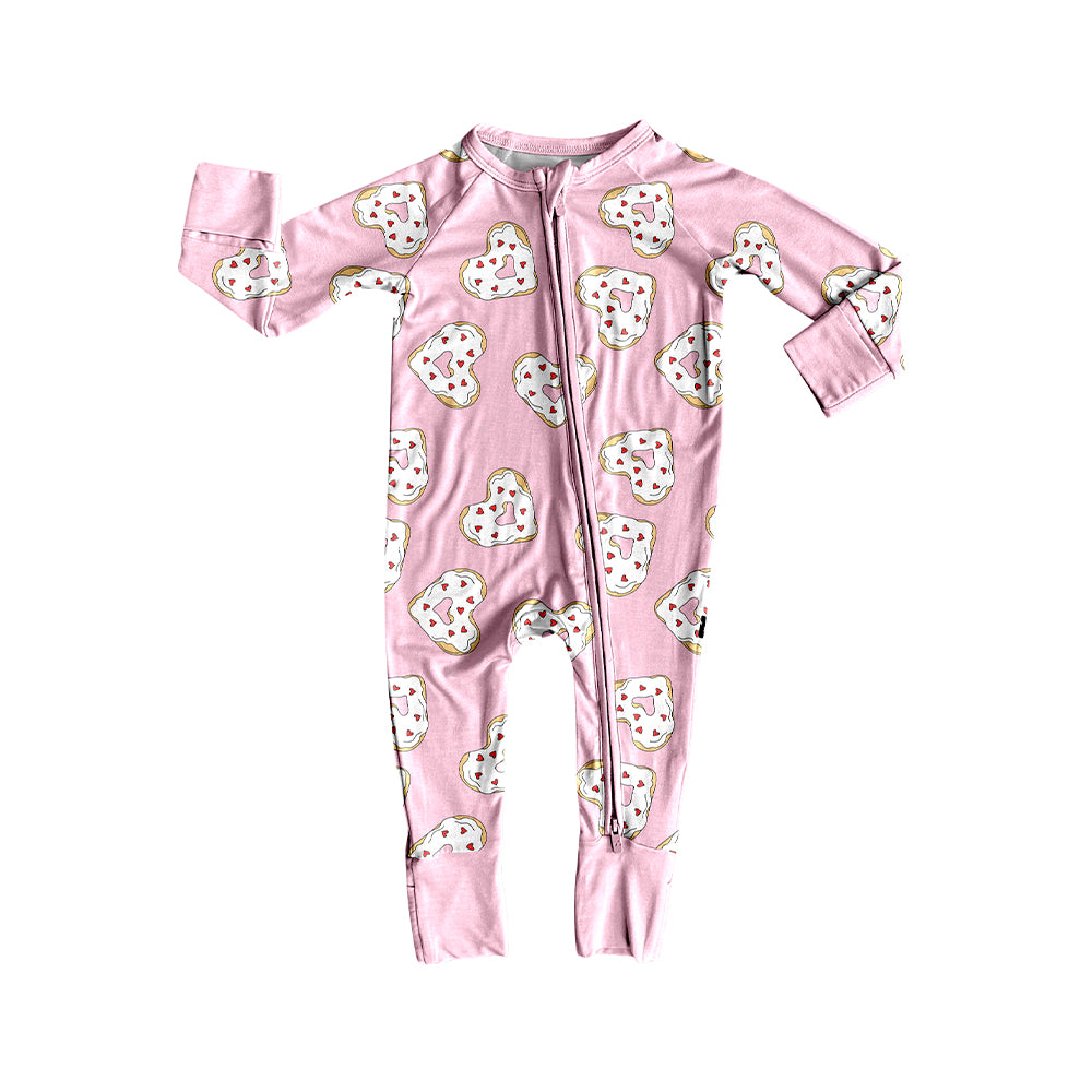 12.1 Pre-order LR2960 baby Valentine's love pink long sleeves zipper romper