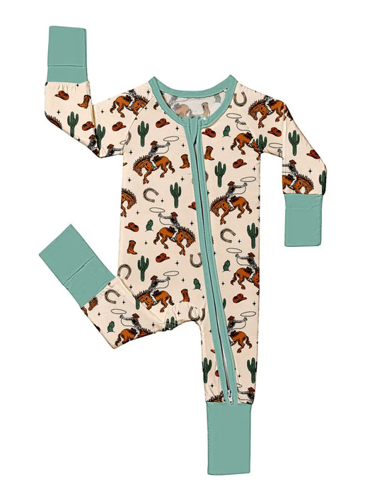 12.3  Pre-order LR2963 baby girls cowboys horse long sleeves zipper romper
