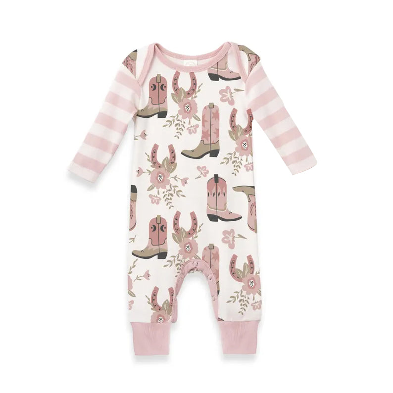 12.5 Pre-order LR2976 baby girls boot cow long sleeves romper