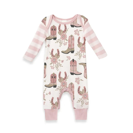 12.5 Pre-order LR2976 baby girls boot cow long sleeves romper