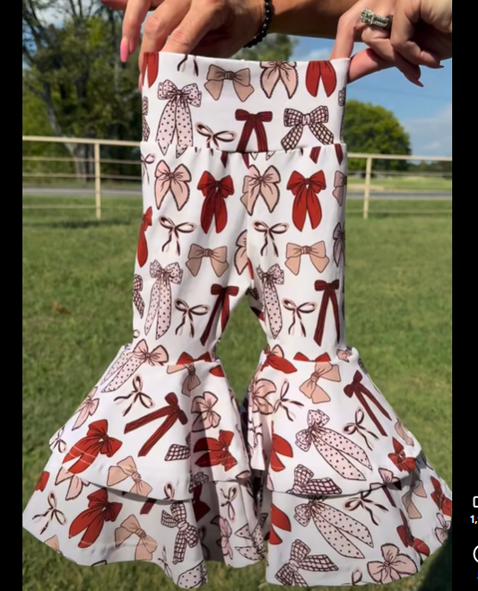 P0885 baby girls bow long Pants yoga