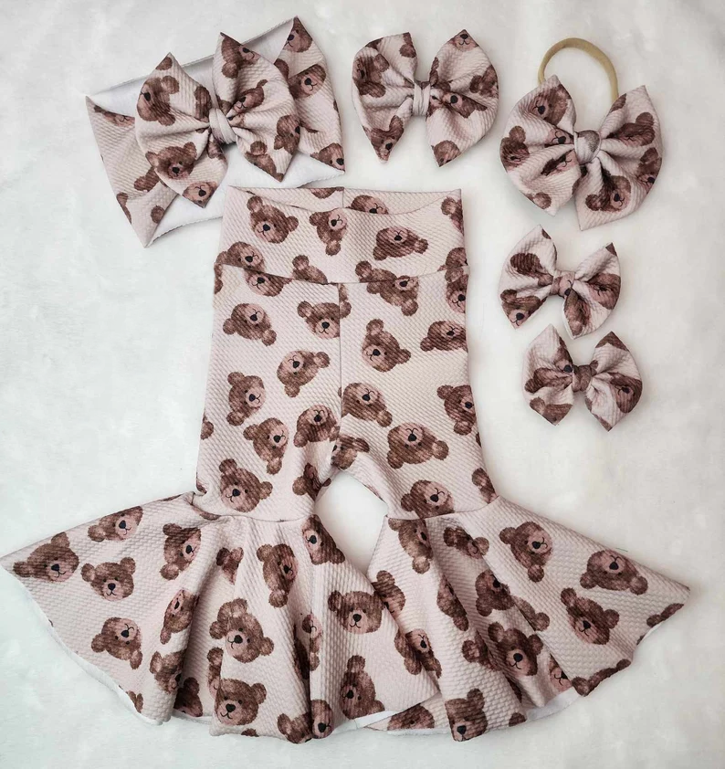 12.4 Pre-order P1011 baby girls bear bell long pant