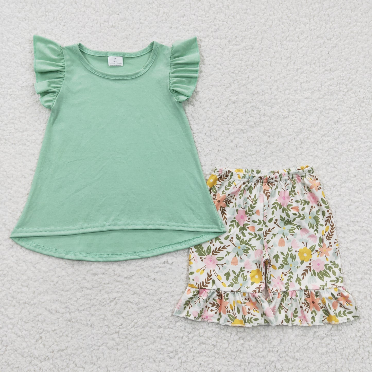 Girls Green Floral Outfits