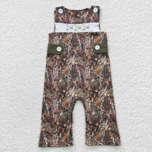 Boys Embroidery Mallard Green Summer Rompers