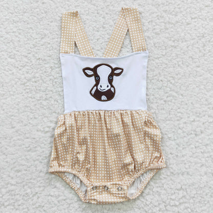 Baby Girls Embroidery Cow Romper