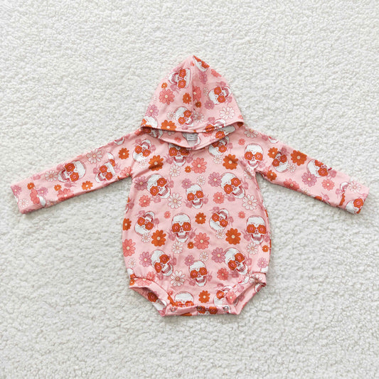 Girls Floral Hooded Rompers Long Sleeves