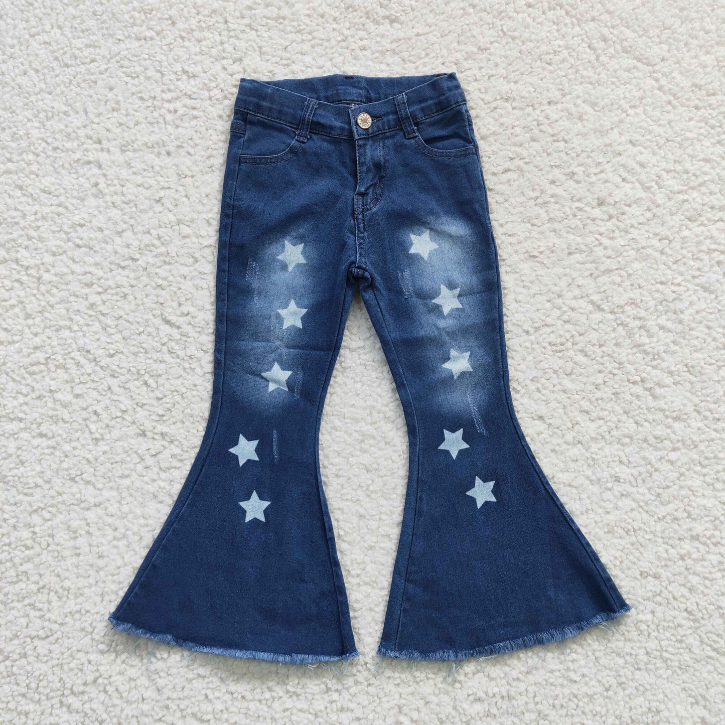 Girls Blue Stars Bell Bottom Jeans