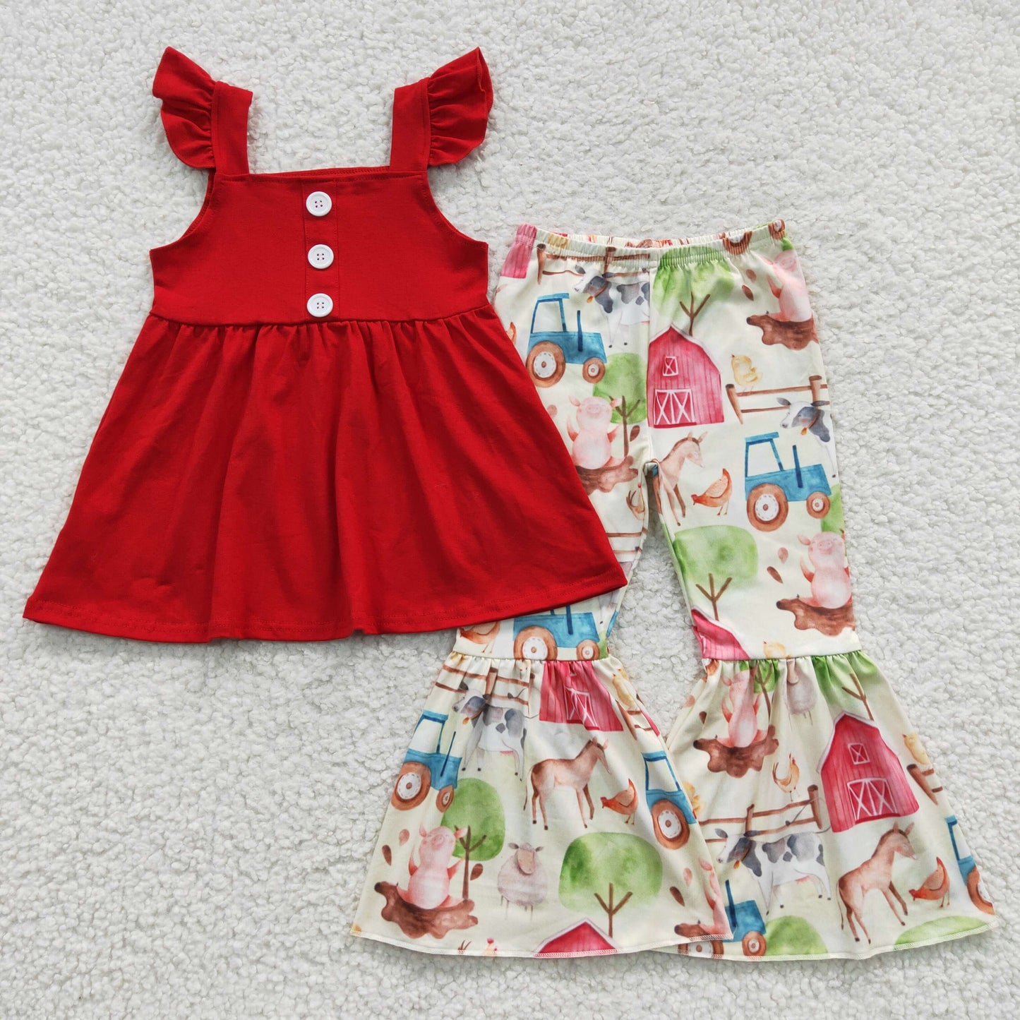 Girls Red Farm Outfits