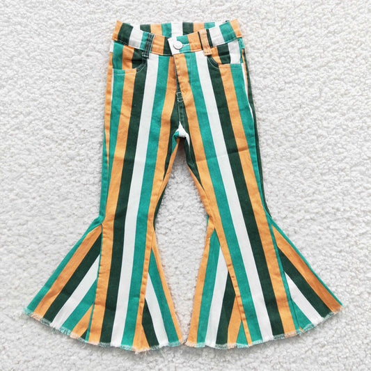 Girls Stripe Jeans Bell Bottom Pants