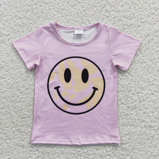 Girls Smiling Face T-shirt Short Sleeves