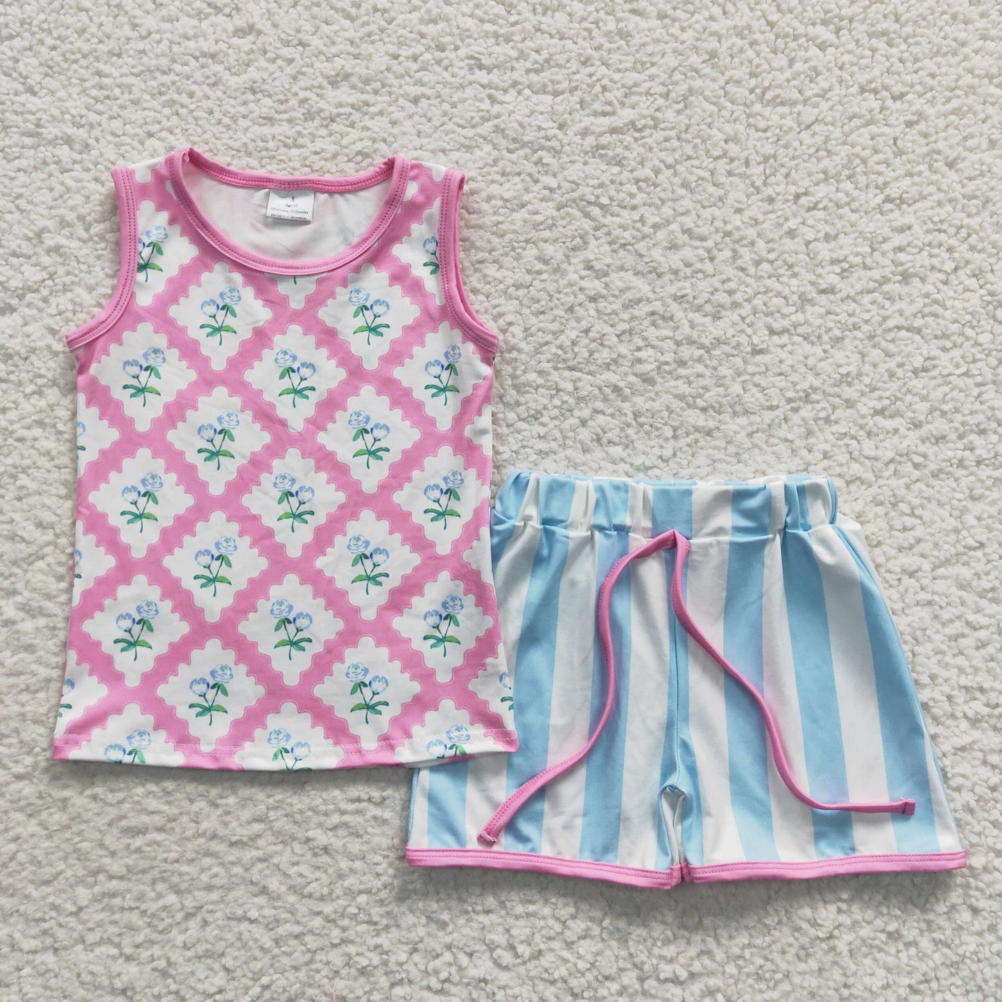 Girls Summer Floral Pink Outfits