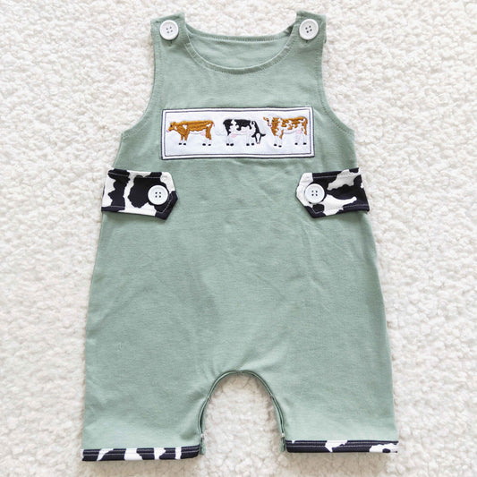 Boys Embroidery Cow Rompers