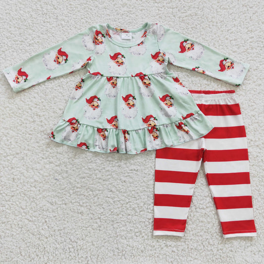 GLP0431 Girls Christmas Santa Red Stripe Outfits
