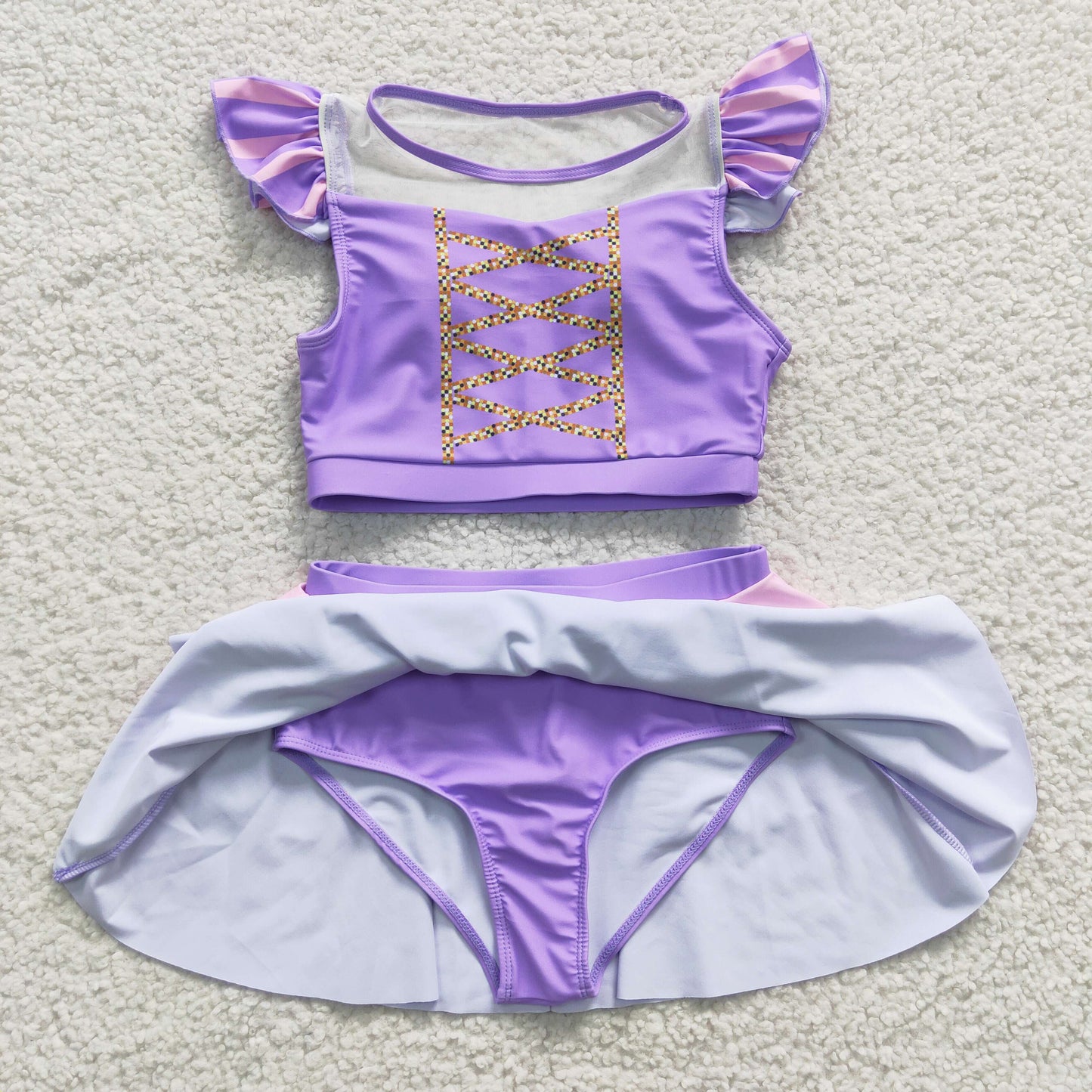 Girls Purple Bathing Suit 2pcs