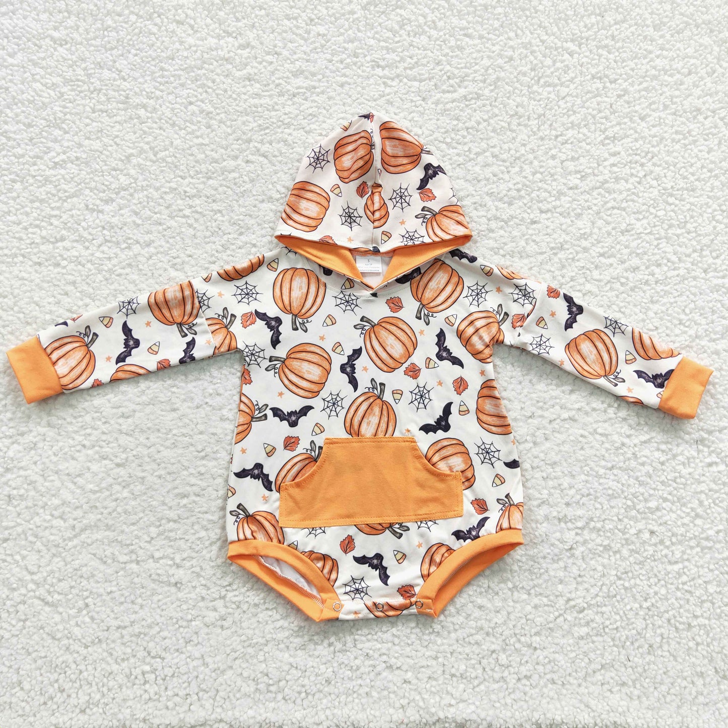 Baby Pumpkin Hooded Rompers Long Sleeves