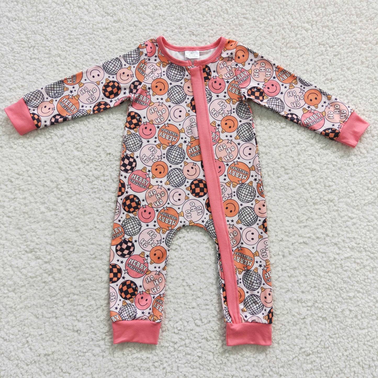 Baby Christmas Zipper Rompers Sleeper Milk silk