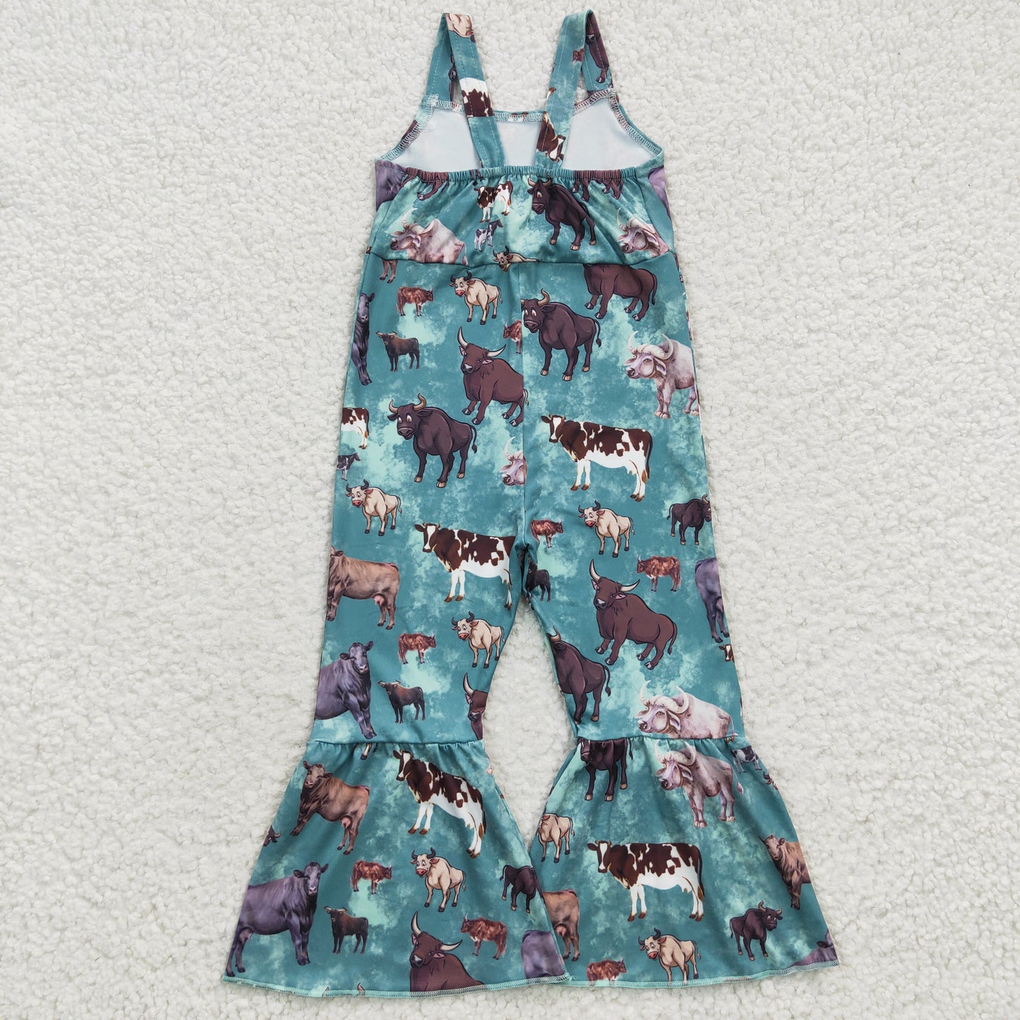 Girls Cow Green Overall