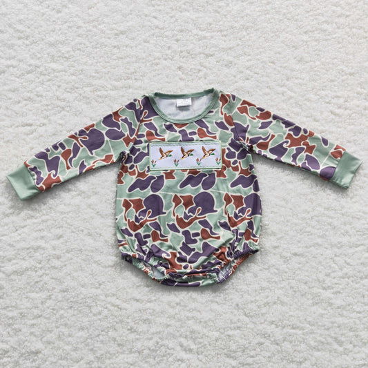 Baby Camo Embroidery Mallard Rompers Long Sleeves