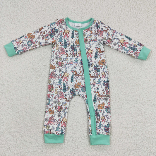 Baby Christmas Zipper Rompers Sleeper Milk silk