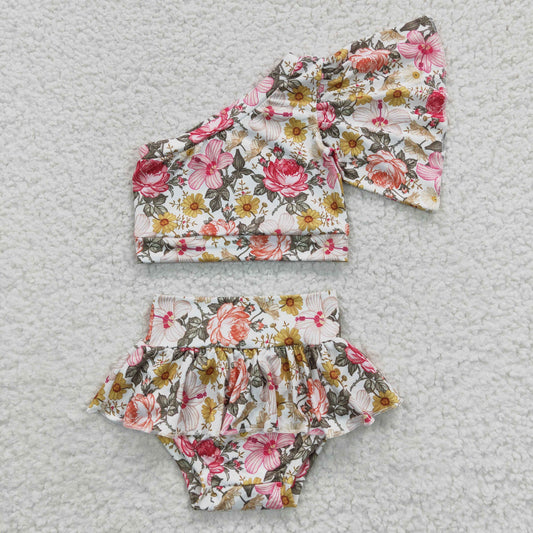 Girls Floral Bummies Set