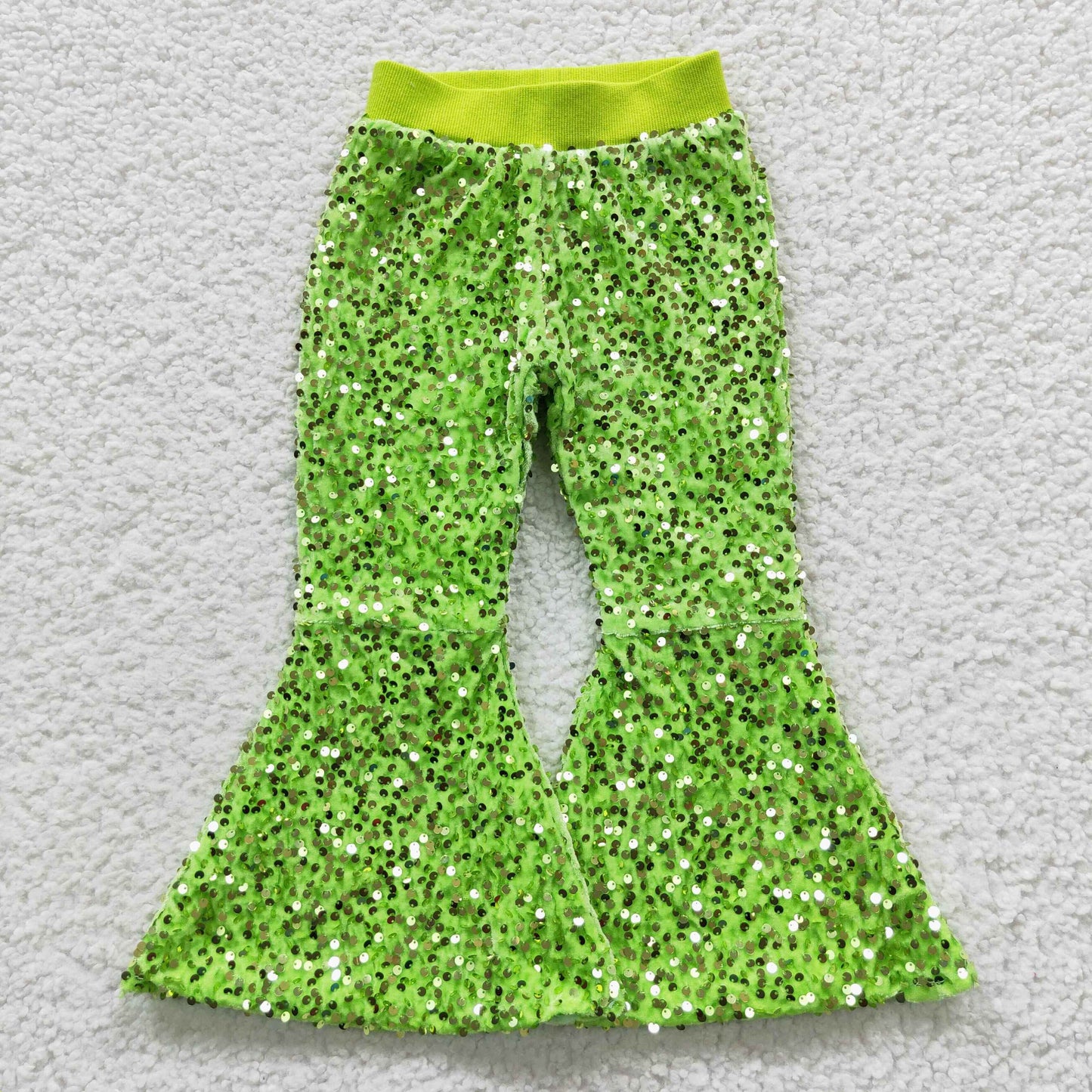 Girls Sequined Bell Bottom Pants Mint