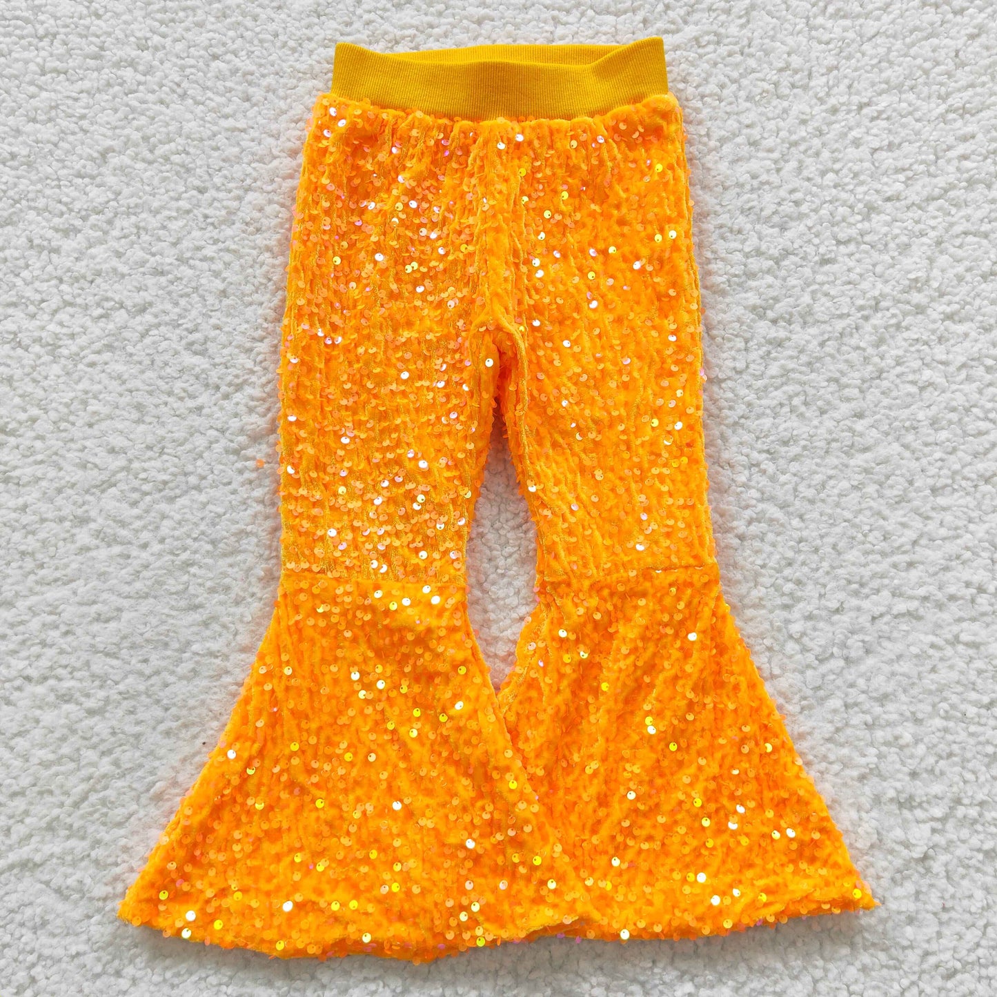 Girls Sequined Bell Bottom Pants Orange