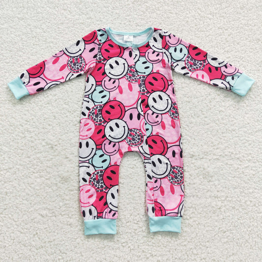 Baby Smiling Face Zipper Rompers Sleeper Milk silk