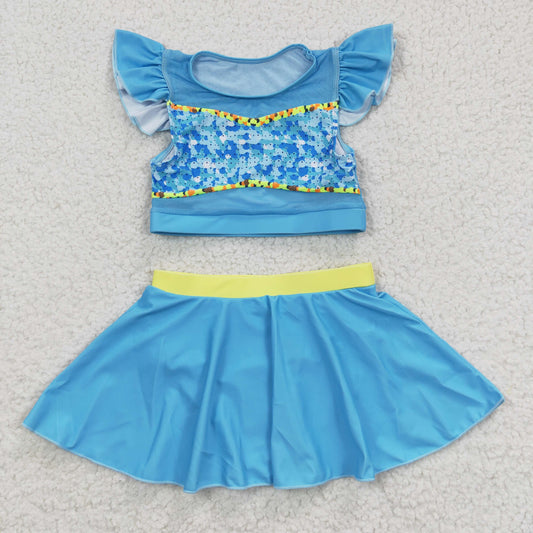 Girls Blue Bathing Suit 2pcs