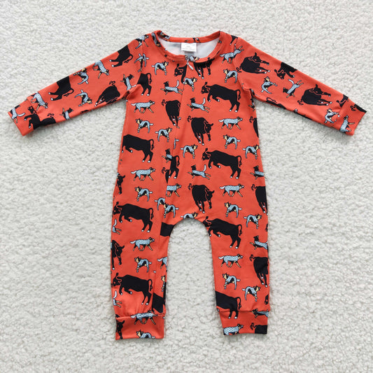 Baby Cow Zipper Rompers Sleeper Milk silk