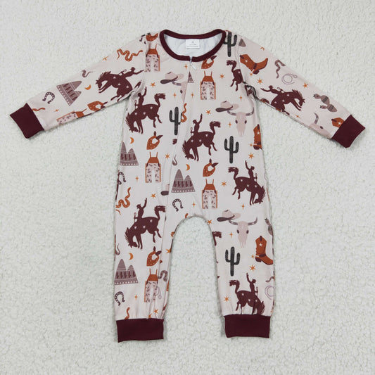 Baby Cowboy Zipper Rompers Sleeper Milk silk