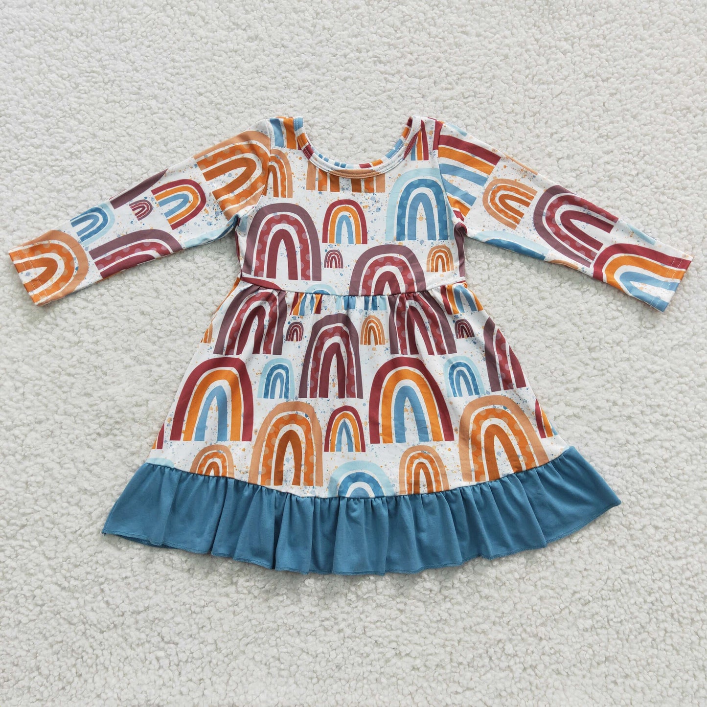 Girls Rainbow Dress Long Sleeves