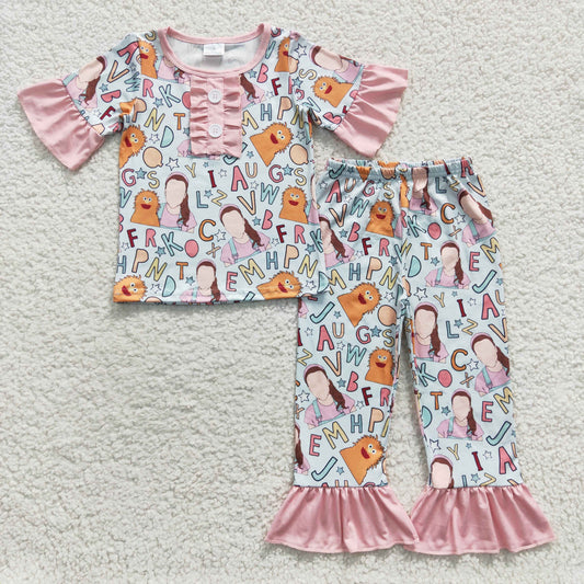 Girls ABC Cartoon Pink Pajamas