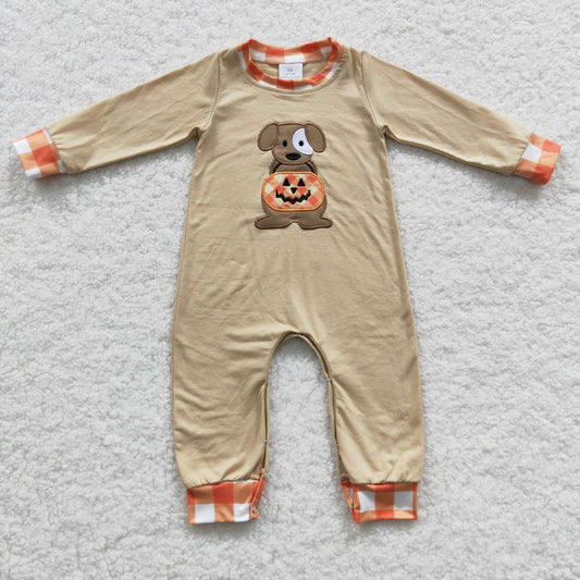 Baby Boys Halloween Dog Embroidery Rompers