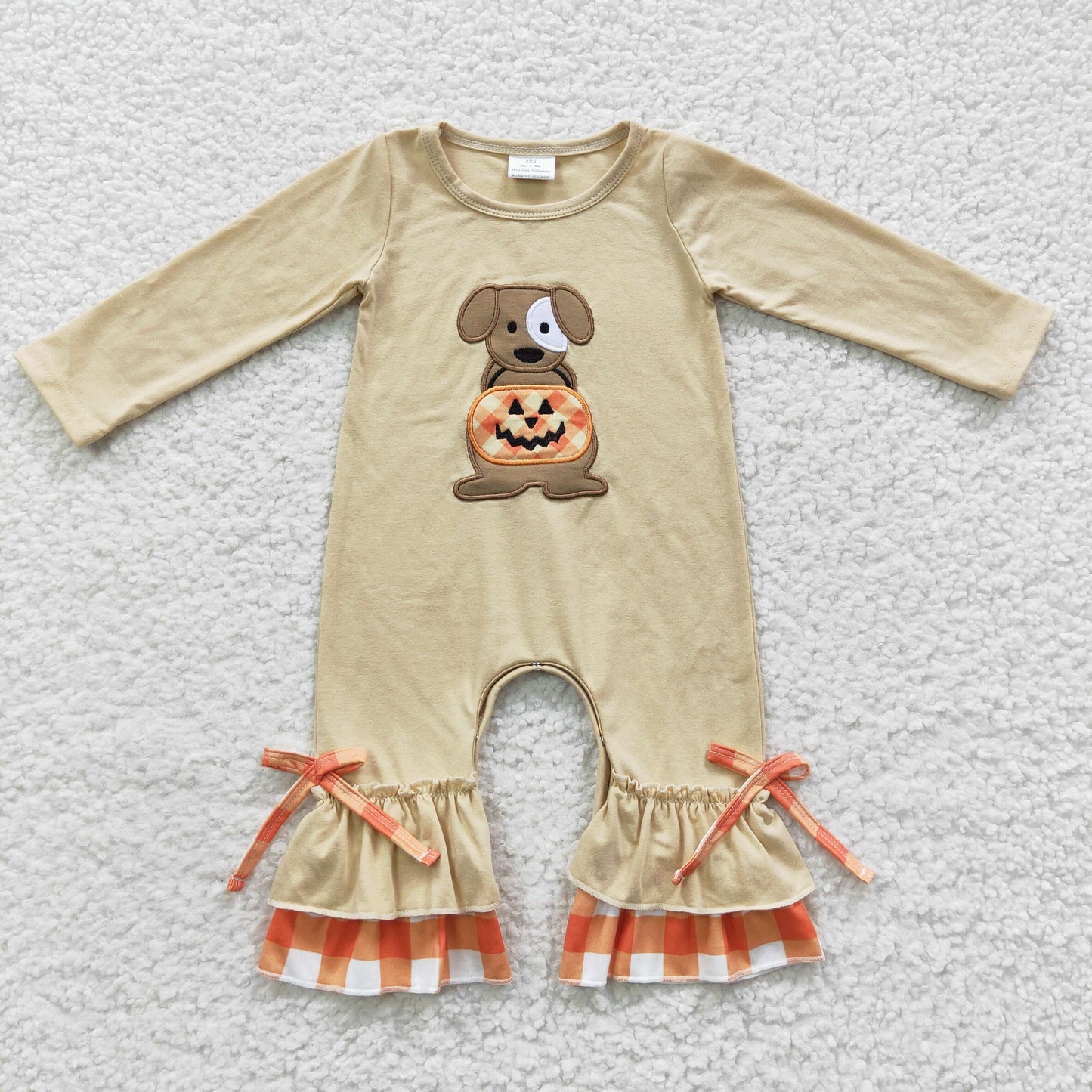 Baby Girls Halloween Dog Embroidery Rompers