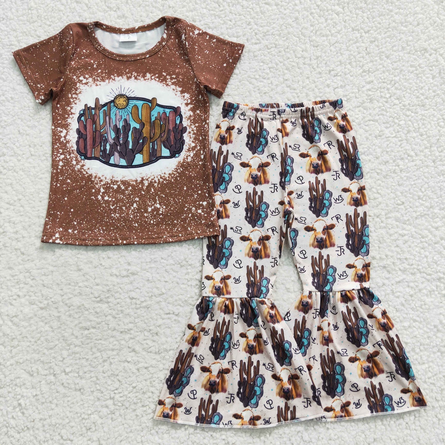 Girls Brown Cow Cactus Outfits