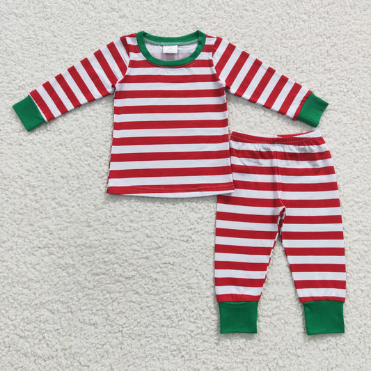 Boys Red Stripe Pajamas Long Sleeves Joggers