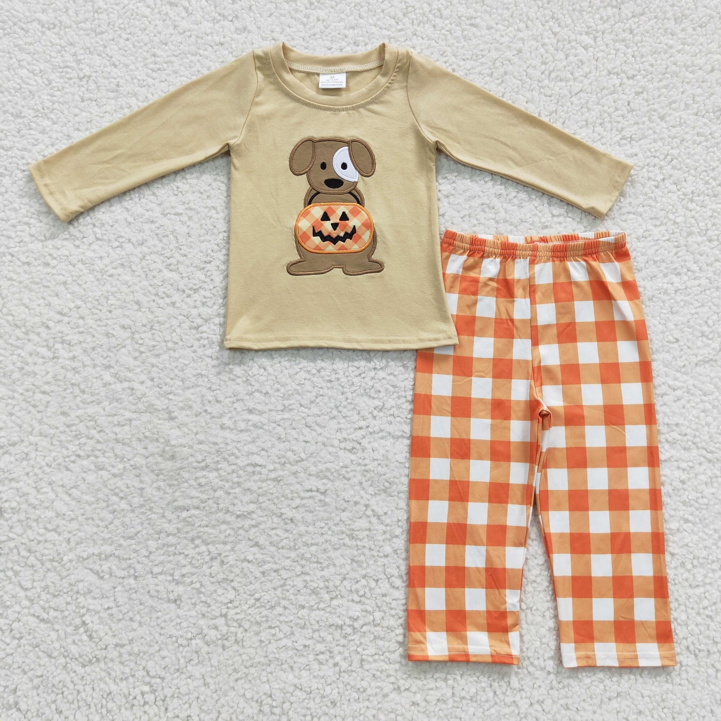 Boys Halloween Dog Embroidery Outfits