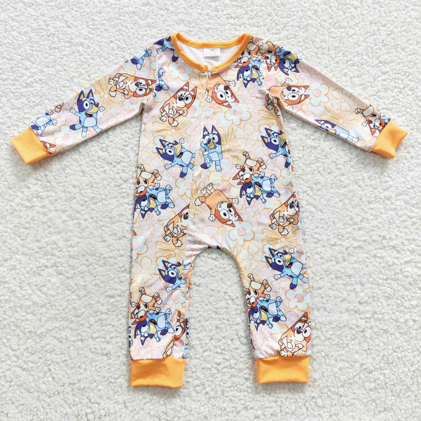 Baby Cartoon Dog Zipper Rompers Sleeper Milk silk