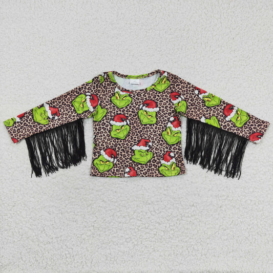 Girls Christmas Tassels Shirt Top Long Sleeves