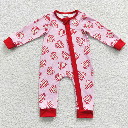 Baby Red Pie Zipper Rompers Sleeper Milk silk