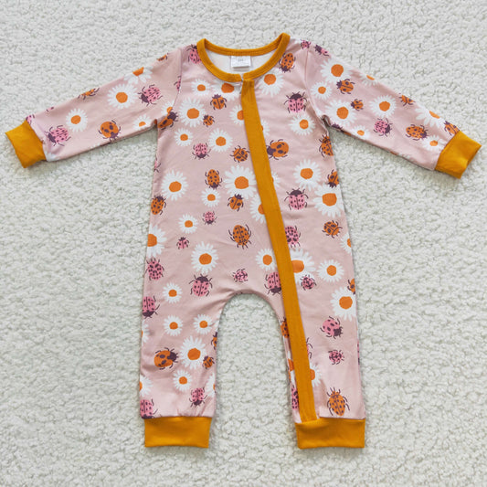 Baby Floral Zipper Rompers Sleeper Milk silk