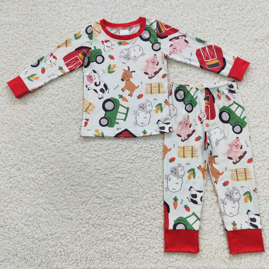 Boys Farm Red Pajamas