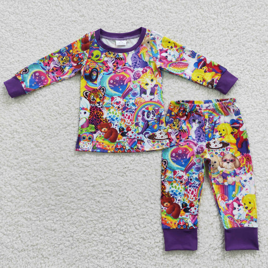 Boys Purple Cartoon Pajamas