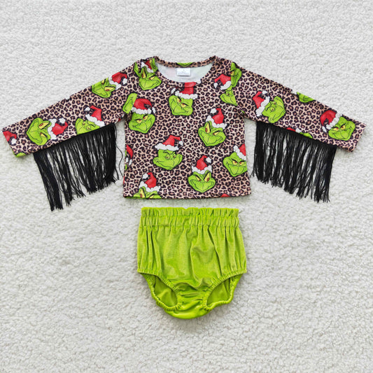 GBO0154 Girls Christmas Green Bummies Set