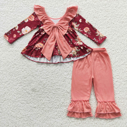 Girls Floral Red Outfits