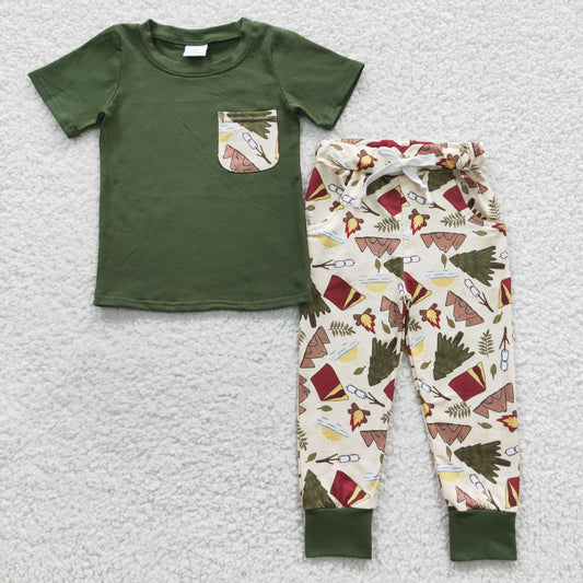 Boys Green Camping Outfits