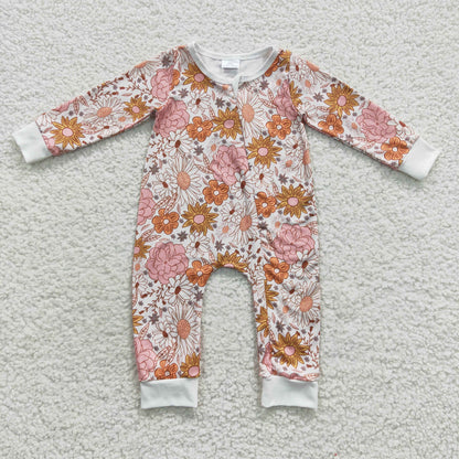 Baby Girls Floral Rompers Zipper Sleeper